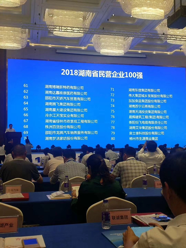 湖南省發(fā)布民營企業(yè)100強(qiáng)名單，天嬌榮膺63位